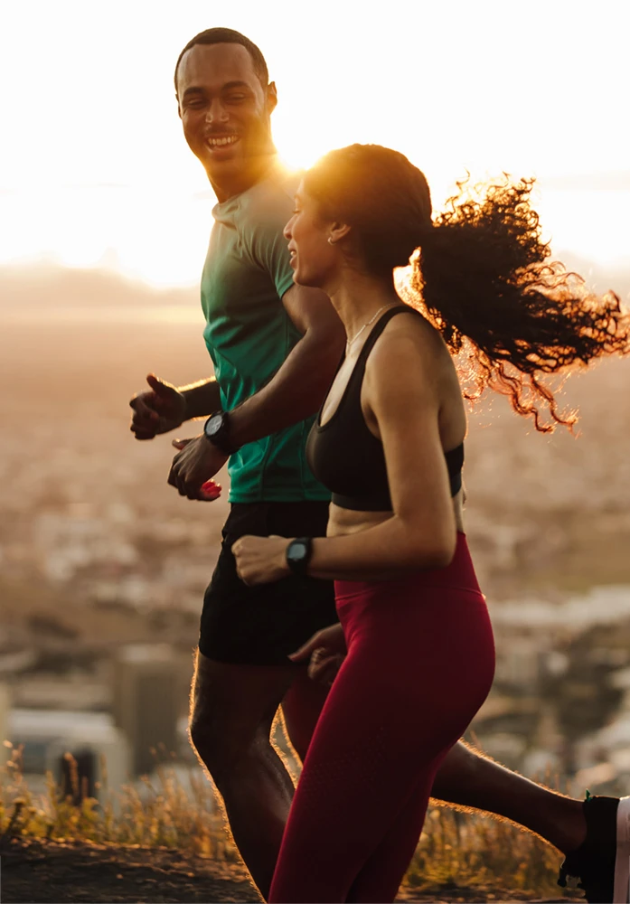 Man and woman jogging