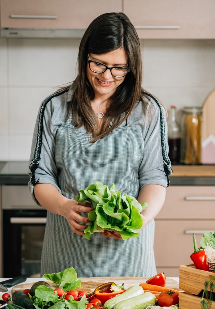 Woman cooking vegetables