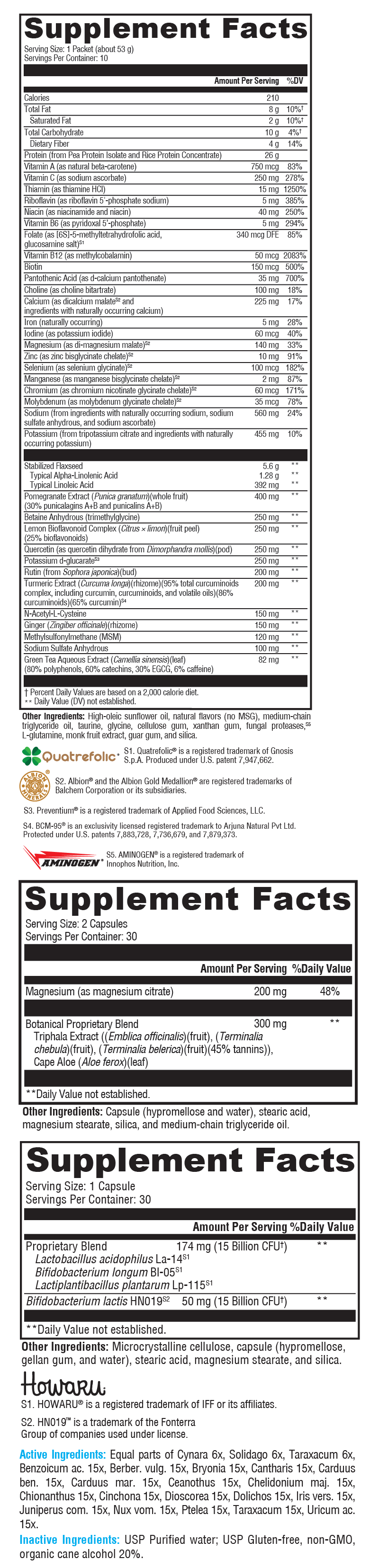 Supplement facts. For more information please call 1 (800) 647-6100