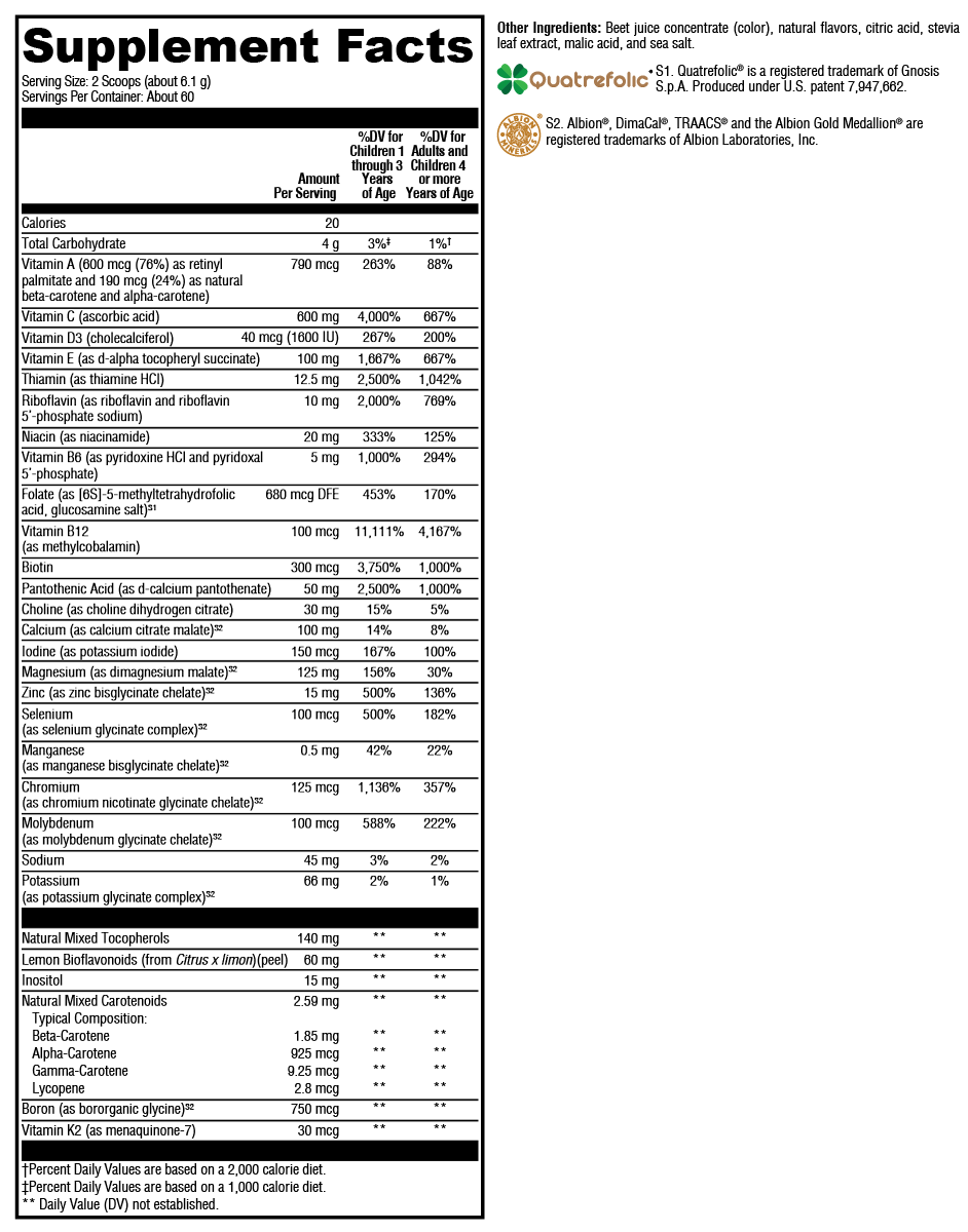 Supplement facts. For more information please call 1 (800) 647-6100
