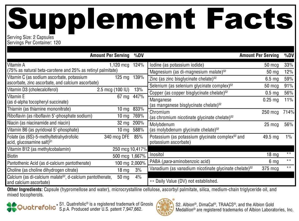 Supplement facts. For more information please call 1 (800) 647-6100
