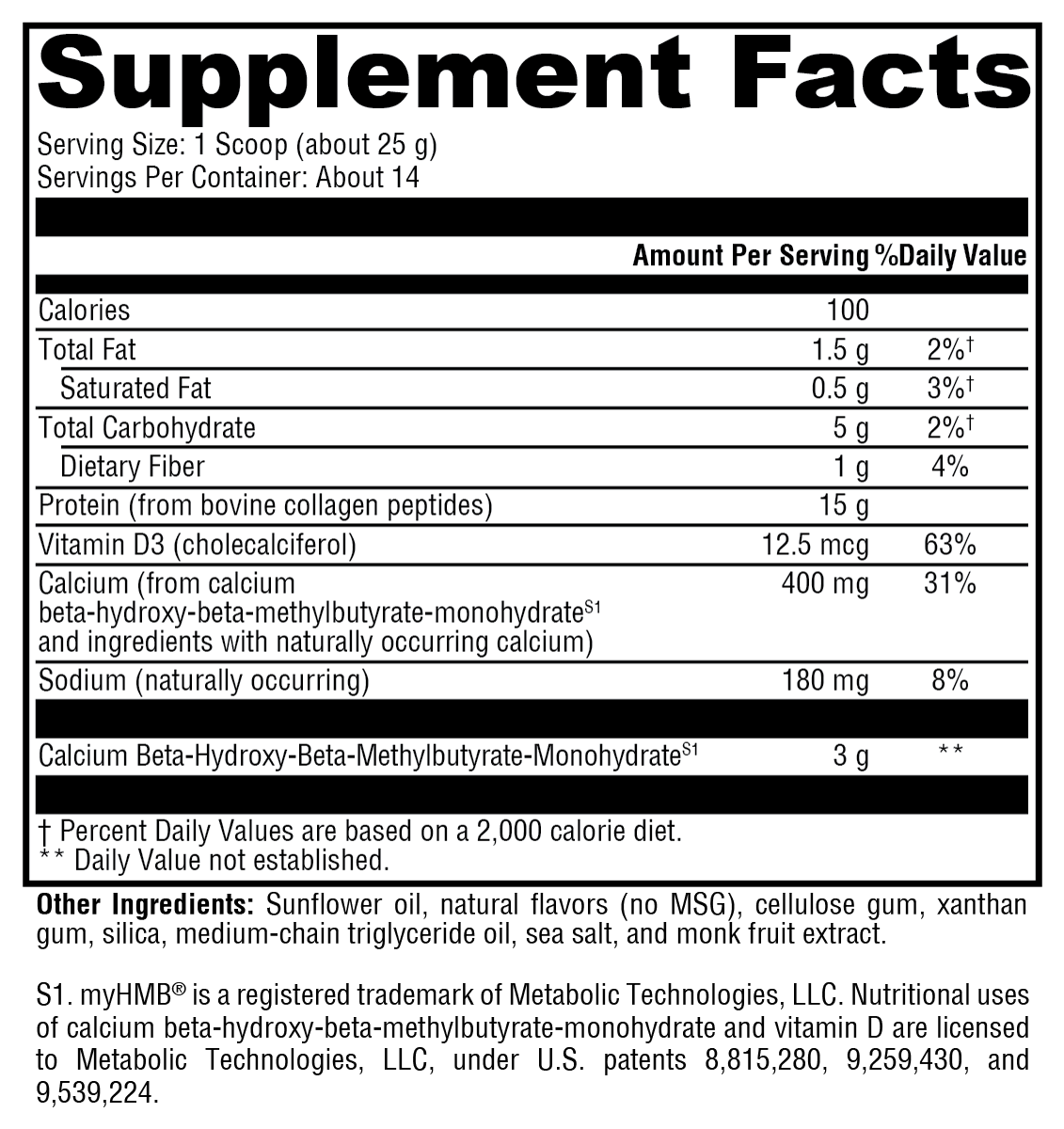 Supplement facts. For more information please call 1 (800) 647-6100