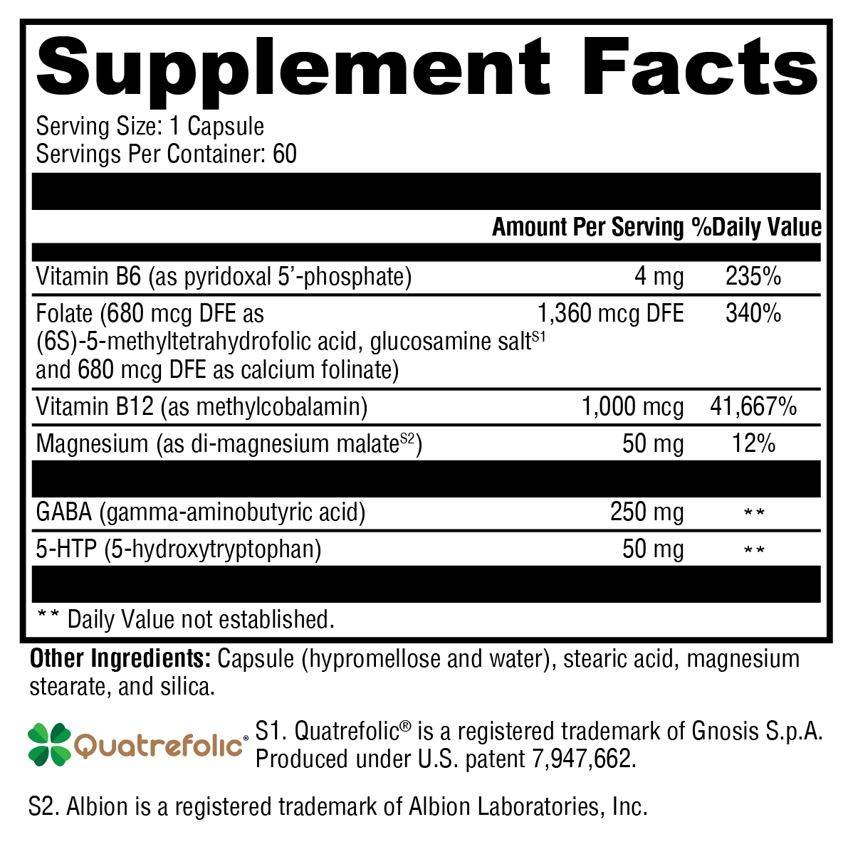 Supplement facts. For more information please call 1 (800) 647-6100