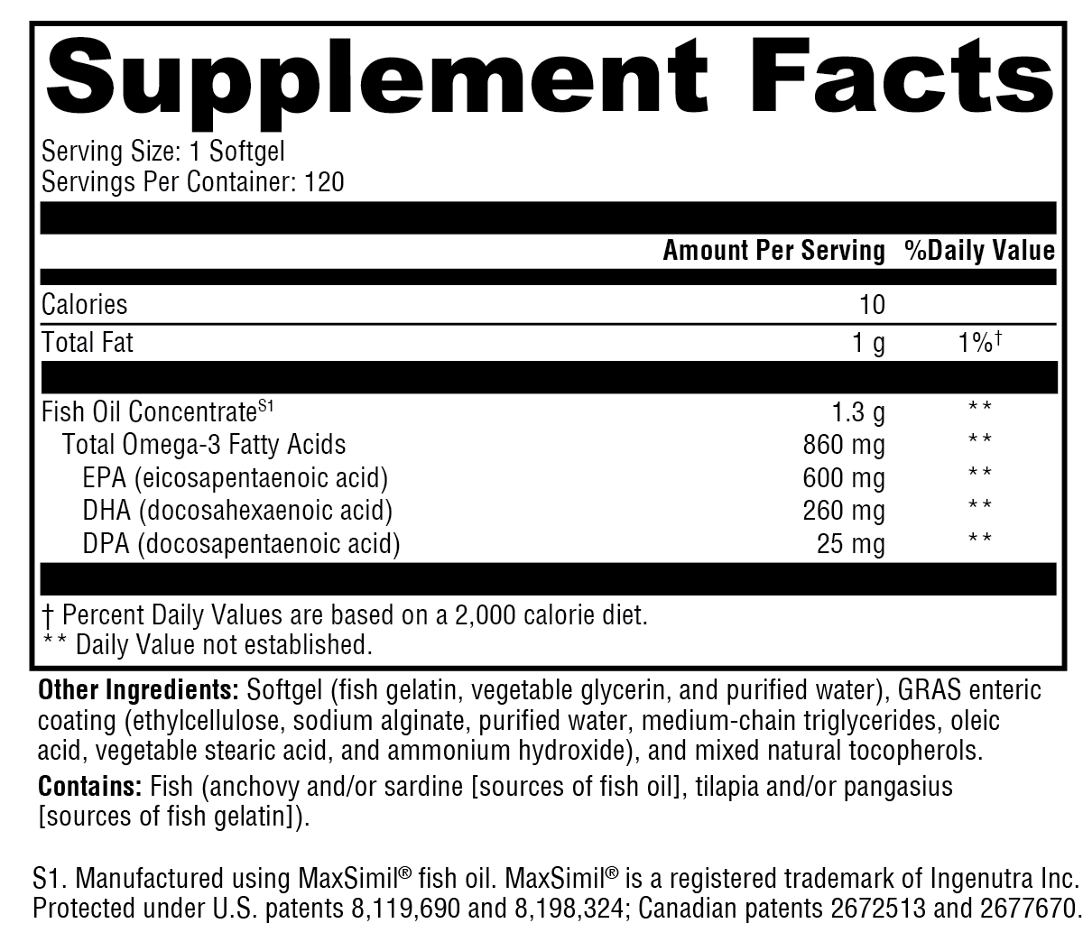 Supplement facts. For more information please call 1 (800) 647-6100