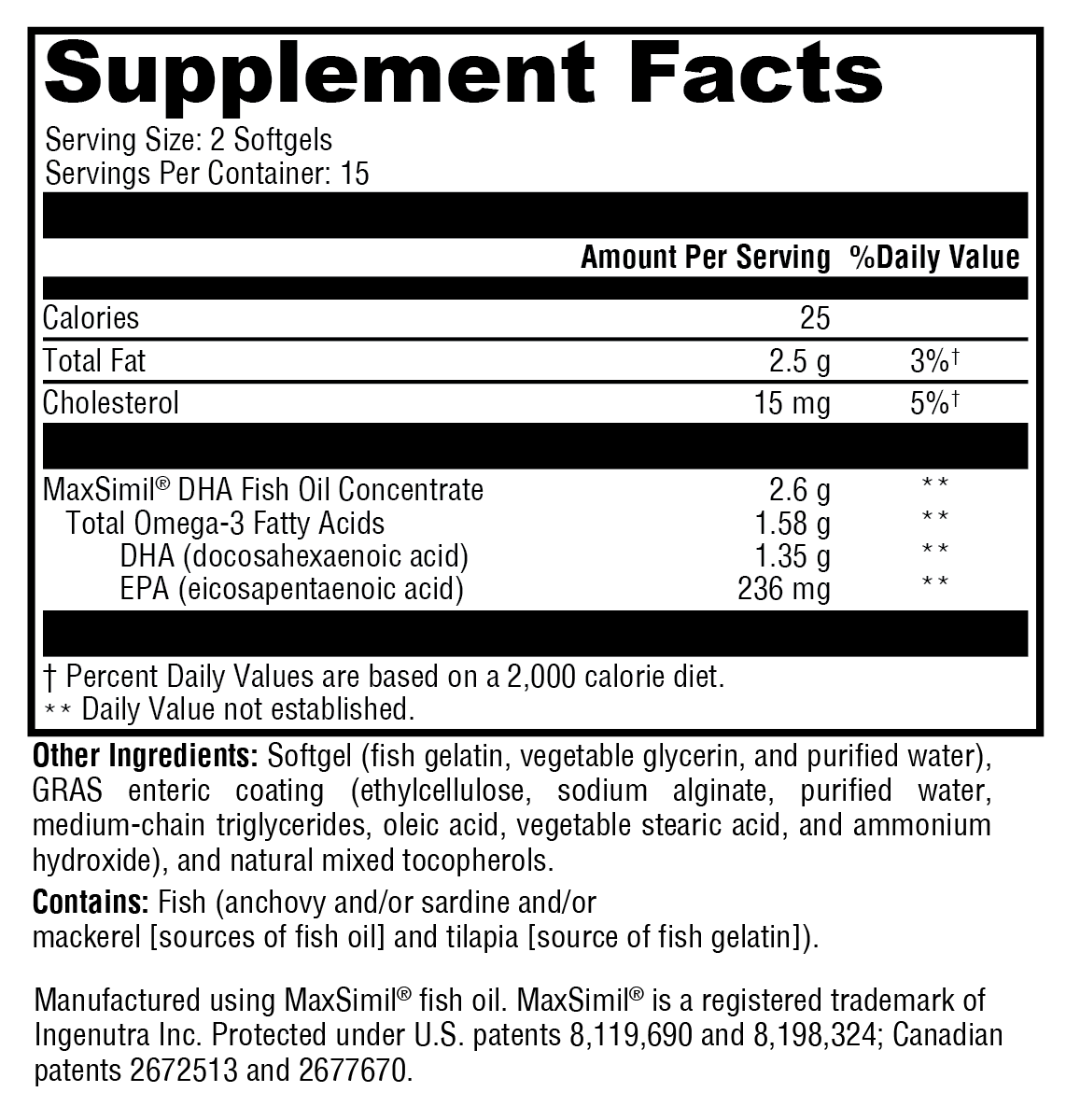 Supplement facts. For more information please call 1 (800) 647-6100