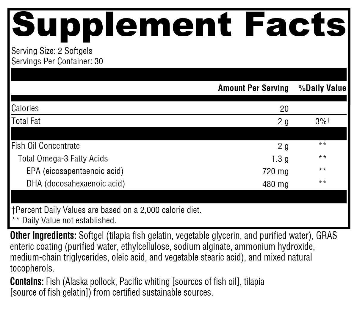 Supplement facts. For more information please call 1 (800) 647-6100