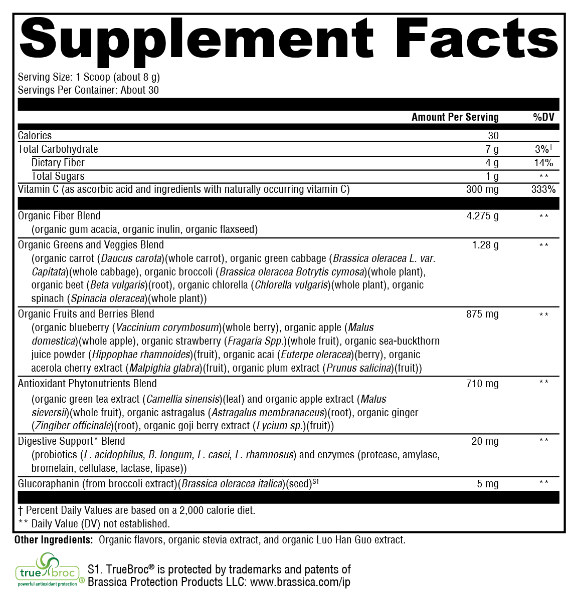 Supplement facts. For more information please call 1 (800) 647-6100