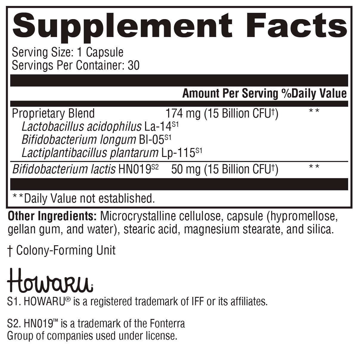 Supplement facts. For more information please call 1 (800) 647-6100