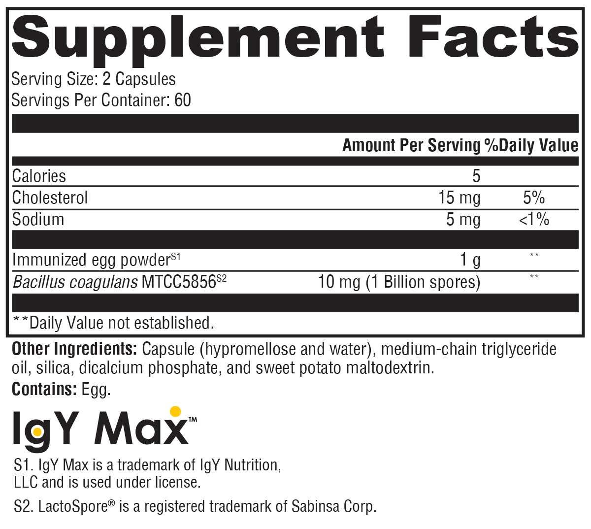 Supplement facts. For more information please call 1 (800) 647-6100
