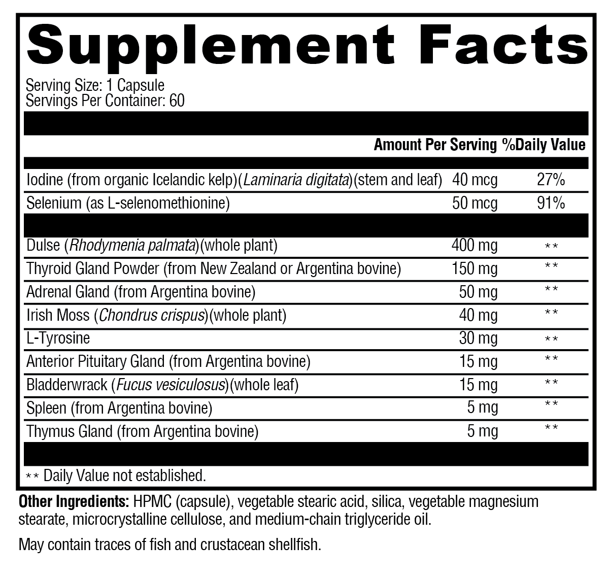 Supplement facts. For more information please call 1 (800) 647-6100